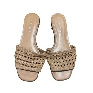 Marc Fisher Basketweave Beige Slide Sandals Elevated Minimal Sz 7.5